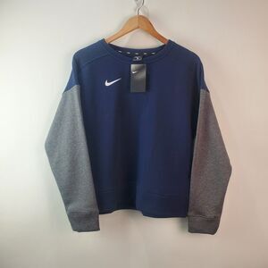 Nike Sweatshirt Womens Medium Blue Gray Crewneck Pullover DH3780-419 Swoosh Logo